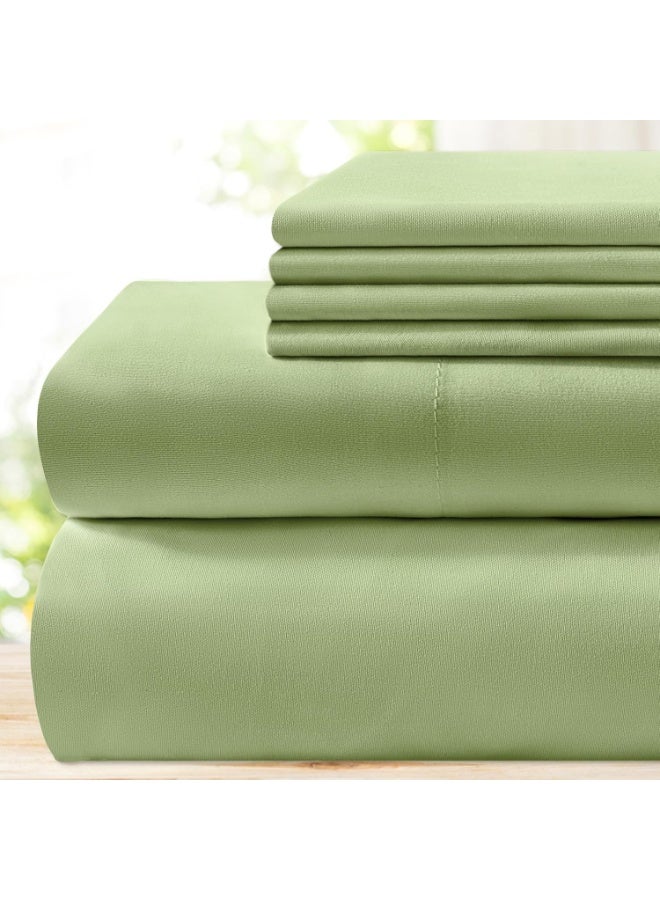 BYSURE صفائح سرير فاخرة فاخرة من فئة Bysure مجموعة من 6 قطع (King Sage Green) - Super Super 1800 Thread Count 100 ٪ من ألواح الألياف الدقيقة مع جيوب عميقة التجاعيد وتتلاشى مقاومة - Image 2
